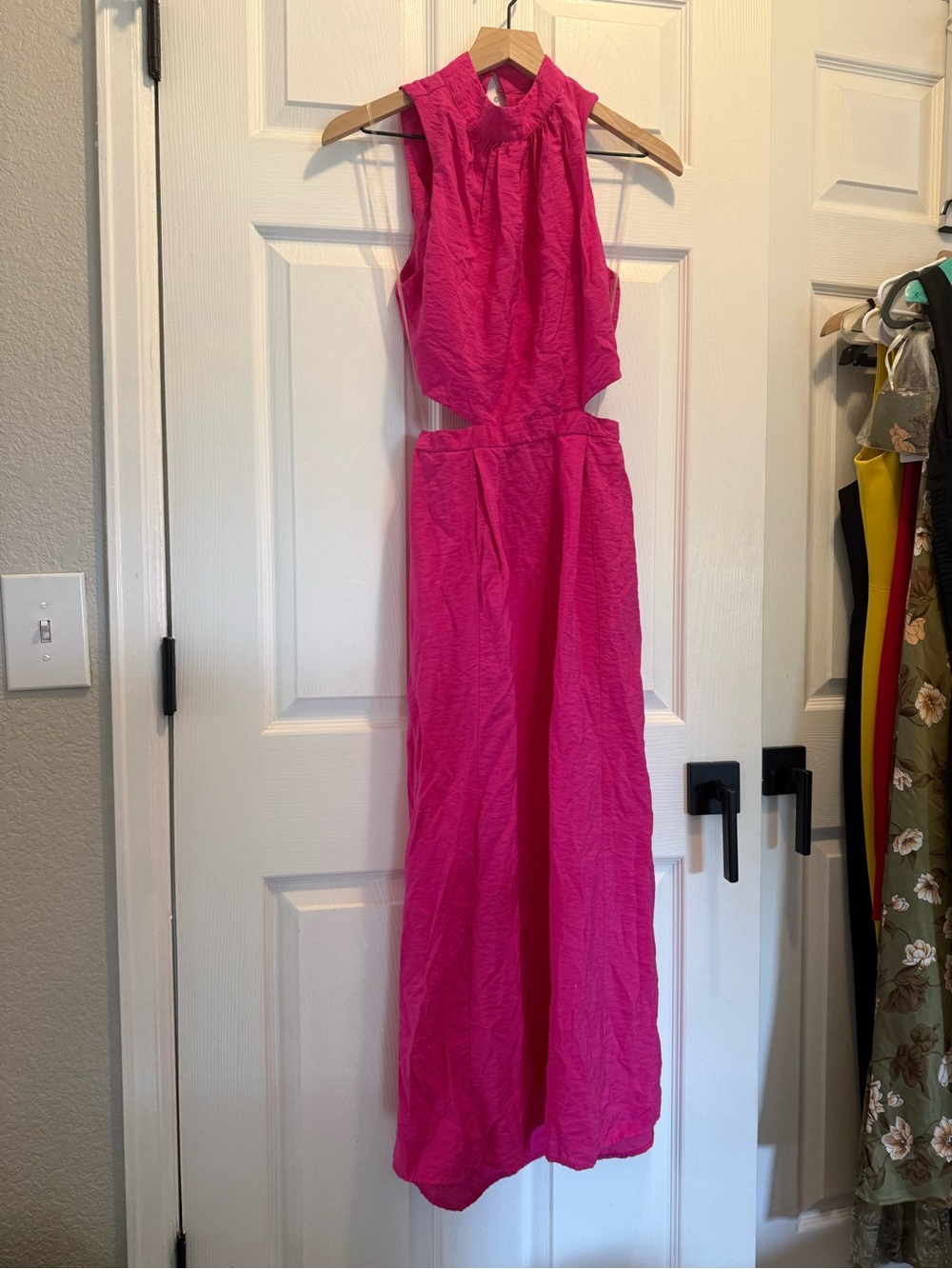 NWOT Jessica Simpson Hot Pink Maxi Cutout Dress
